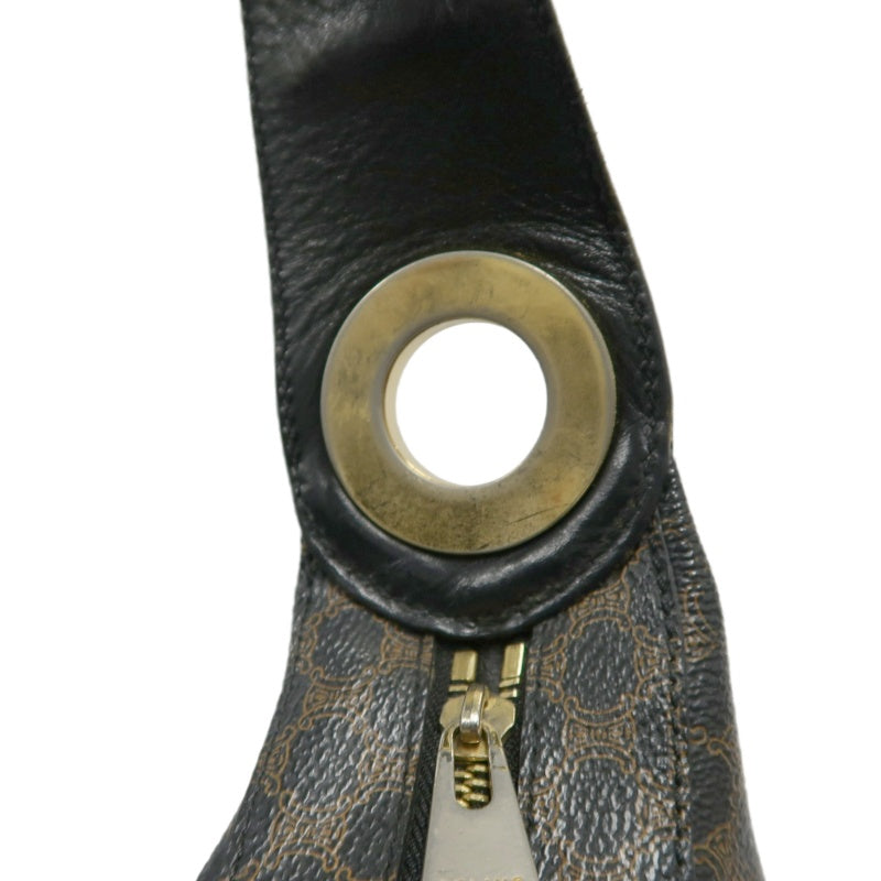 CELINE Macadam One Shoulder Bag Dark Brown Gold Hardware