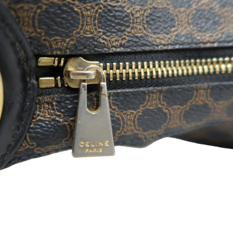 CELINE Macadam One Shoulder Bag Dark Brown Gold Hardware