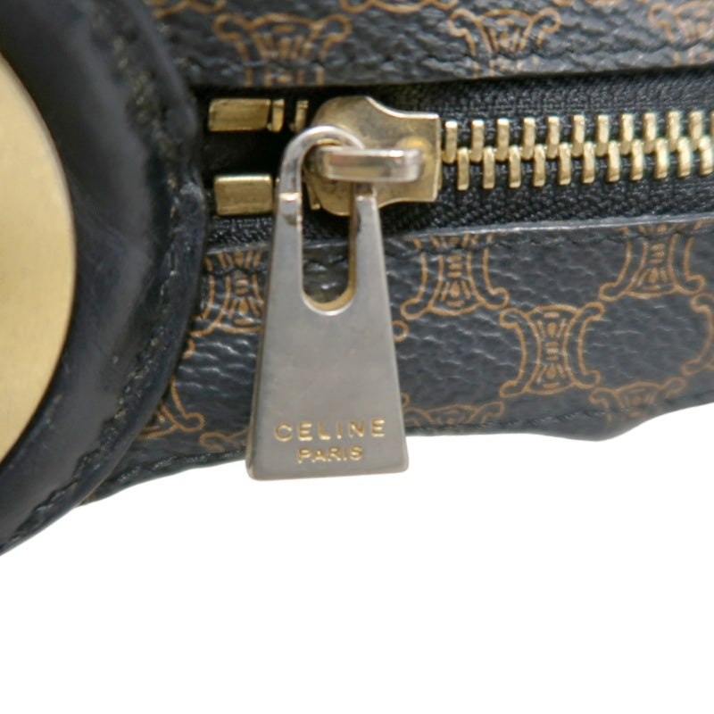 CELINE Macadam One Shoulder Bag Dark Brown Gold Hardware