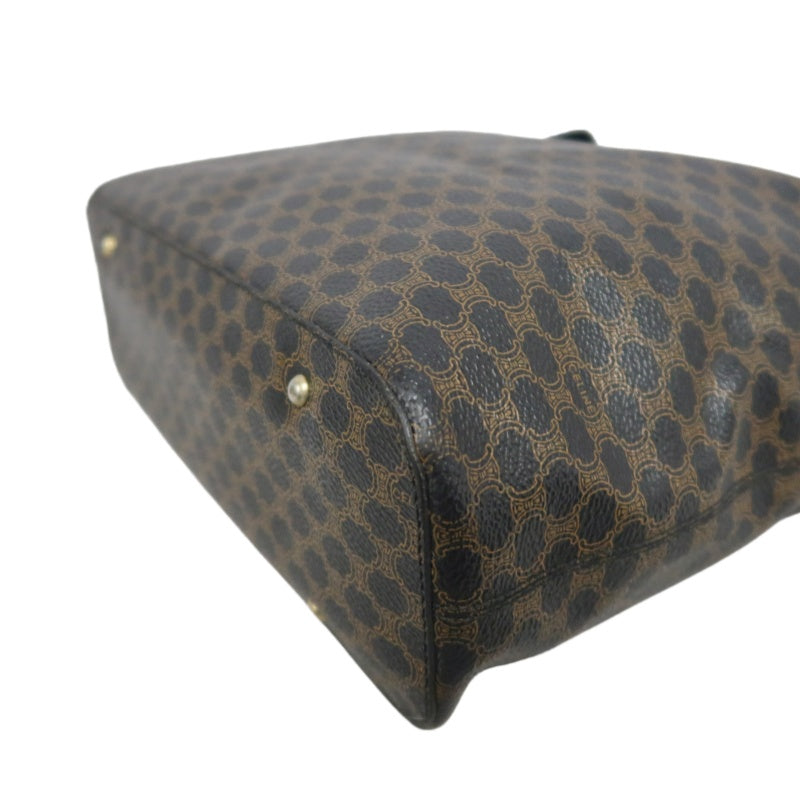 CELINE Macadam One Shoulder Bag Dark Brown Gold Hardware