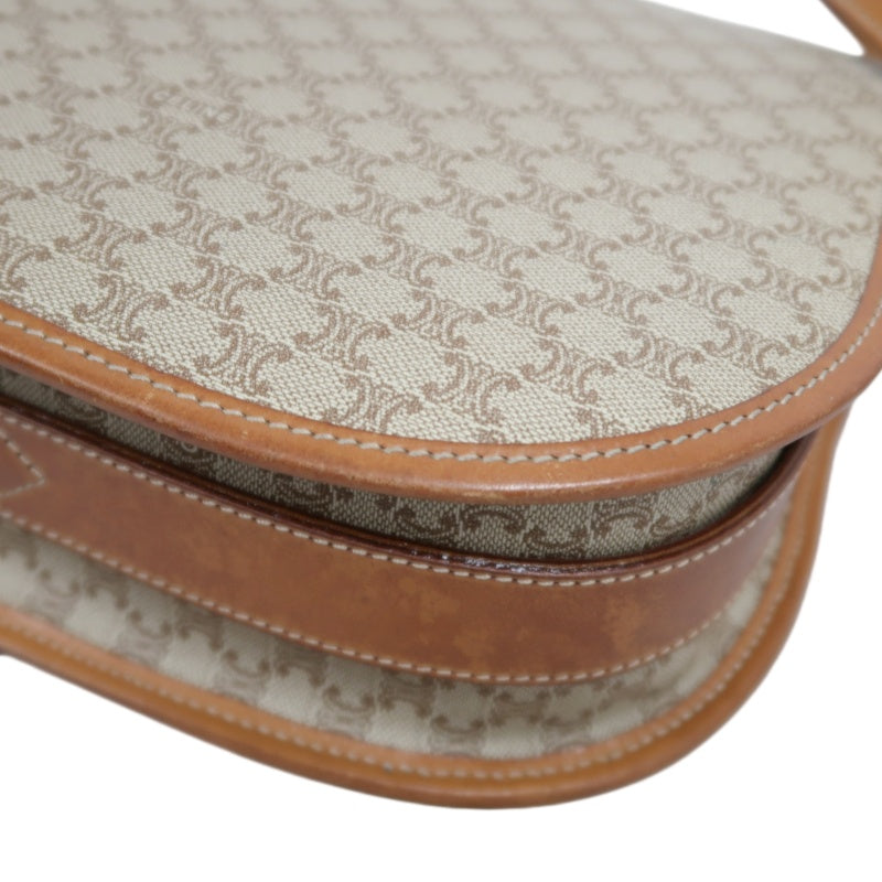 CELINE Macadam Shoulder Bag  Beige  Gold Hardware