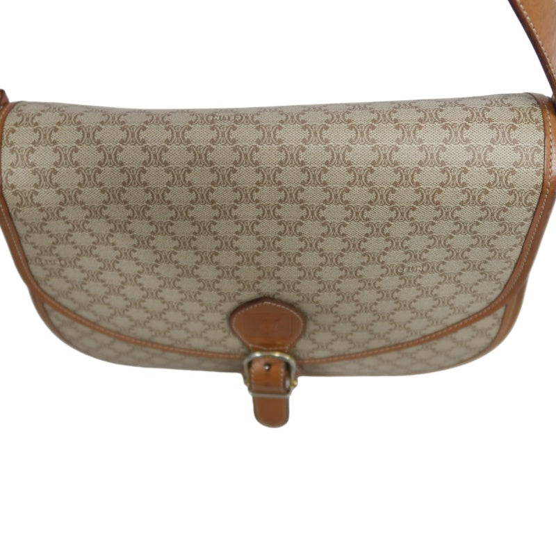 CELINE Macadam Shoulder Bag  Beige  Gold Hardware