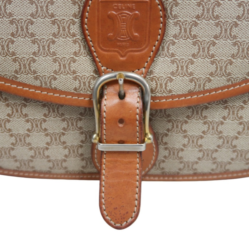 CELINE Macadam Shoulder Bag  Beige  Gold Hardware