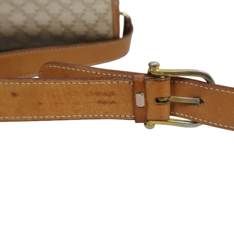 CELINE Macadam Shoulder Bag  Beige  Gold Hardware