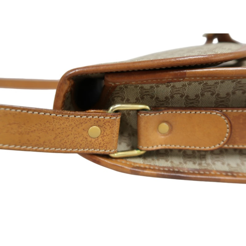 CELINE Macadam Shoulder Bag  Beige  Gold Hardware