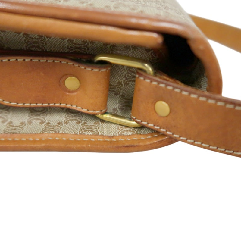 CELINE Macadam Shoulder Bag  Beige  Gold Hardware