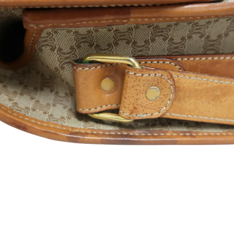 CELINE Macadam Shoulder Bag  Beige  Gold Hardware