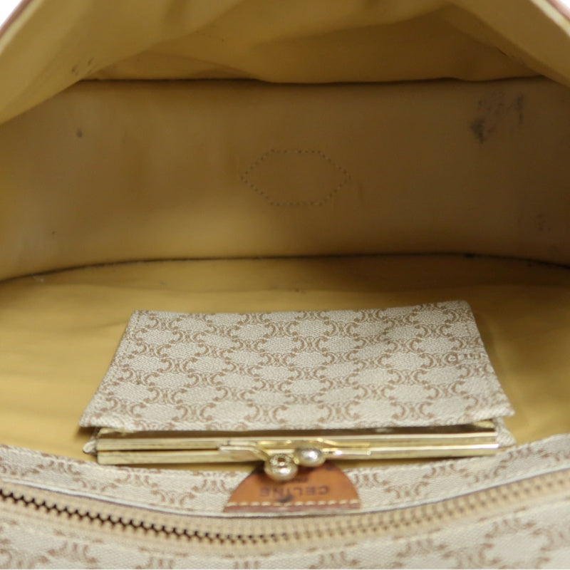 CELINE Macadam Shoulder Bag  Beige  Gold Hardware