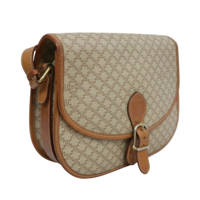 CELINE Macadam Shoulder Bag  Beige  Gold Hardware