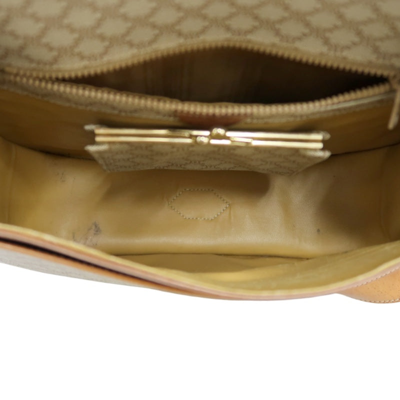 CELINE Macadam Shoulder Bag  Beige  Gold Hardware