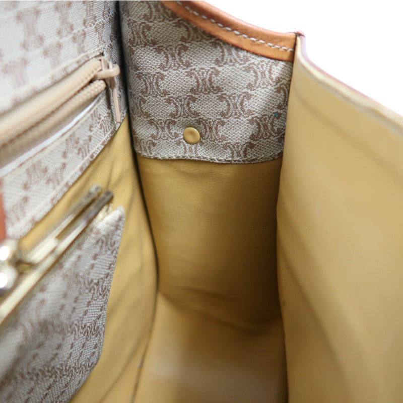 CELINE Macadam Shoulder Bag  Beige  Gold Hardware