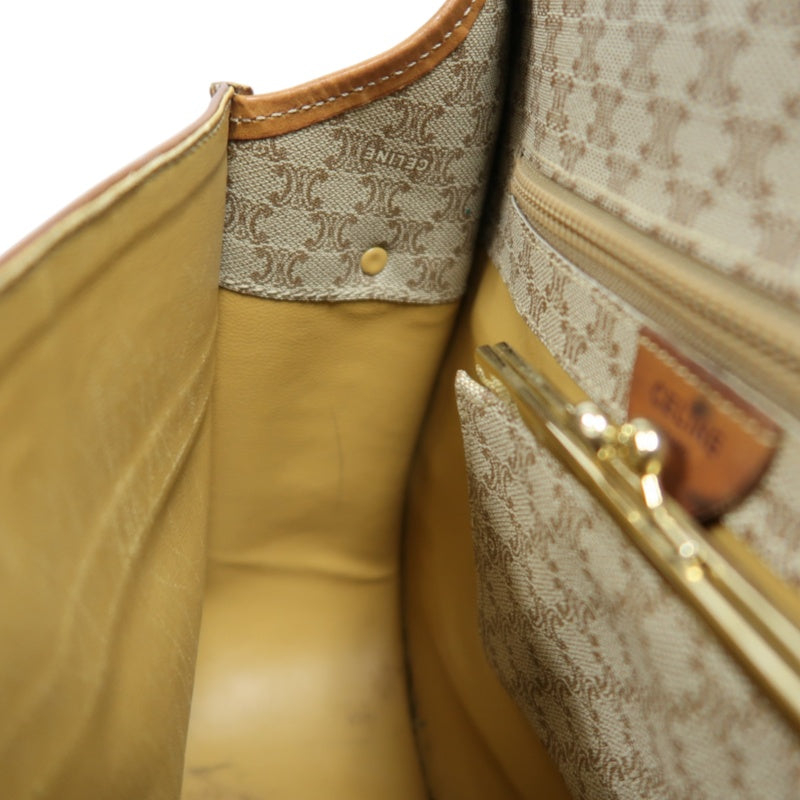 CELINE Macadam Shoulder Bag  Beige  Gold Hardware