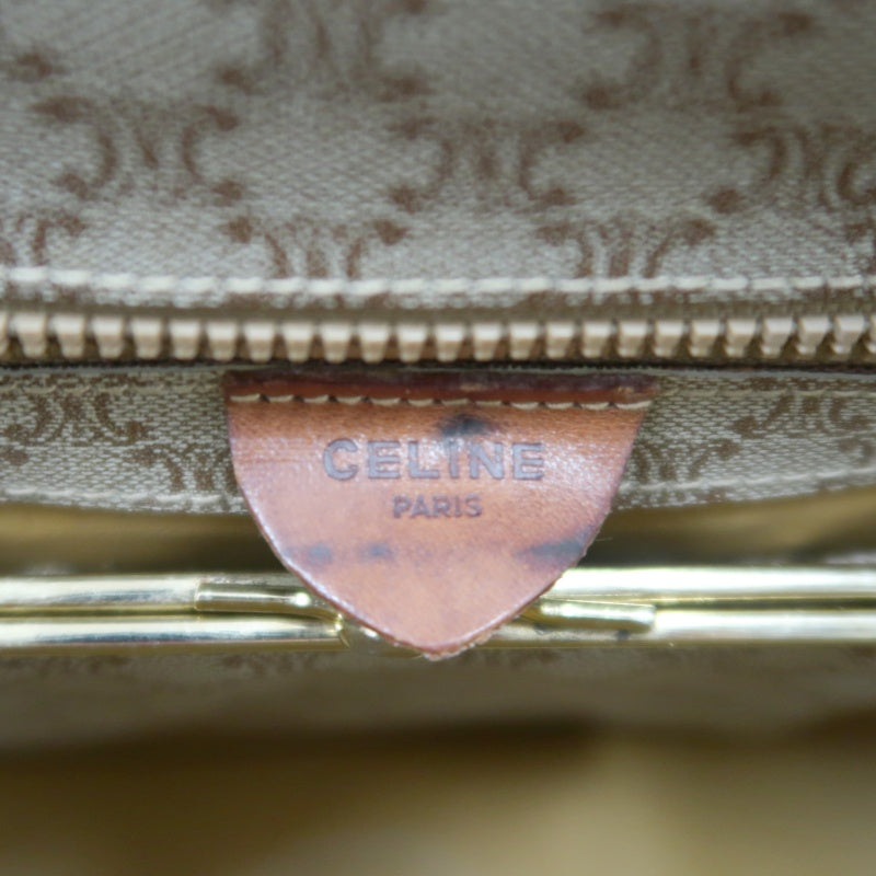CELINE Macadam Shoulder Bag  Beige  Gold Hardware
