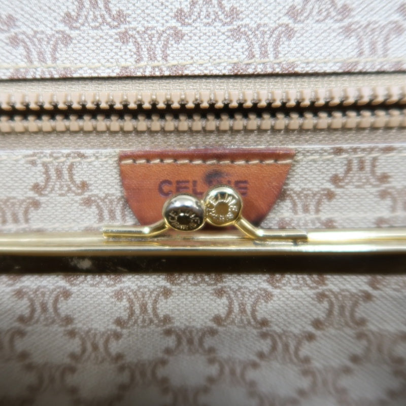 CELINE Macadam Shoulder Bag  Beige  Gold Hardware