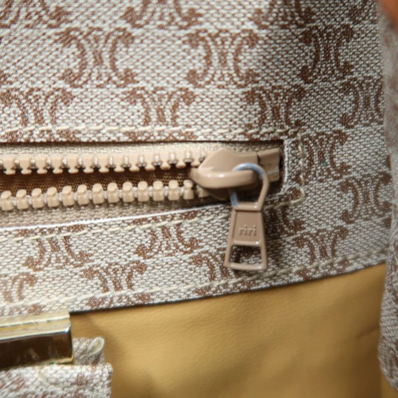 CELINE Macadam Shoulder Bag  Beige  Gold Hardware
