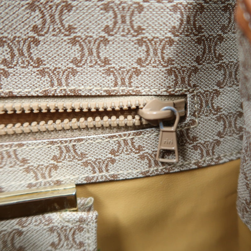 CELINE Macadam Shoulder Bag  Beige  Gold Hardware