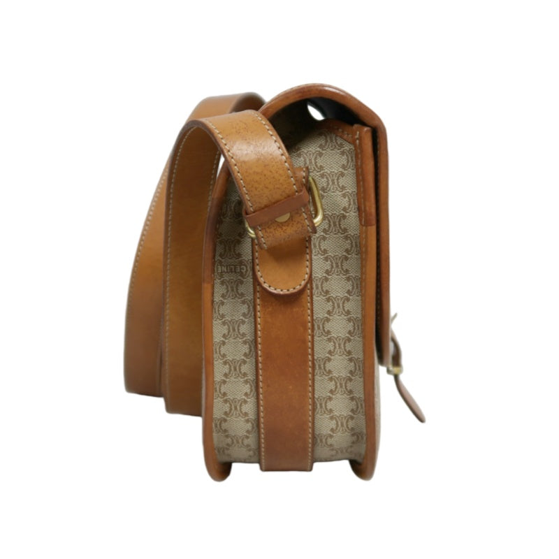 CELINE Macadam Shoulder Bag  Beige  Gold Hardware