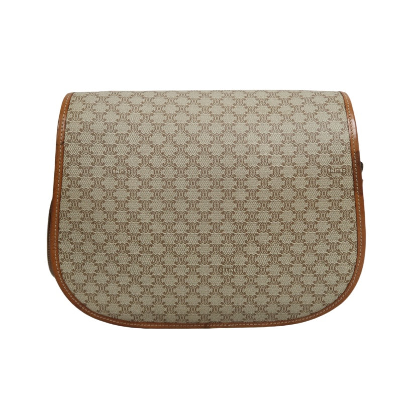 CELINE Macadam Shoulder Bag  Beige  Gold Hardware
