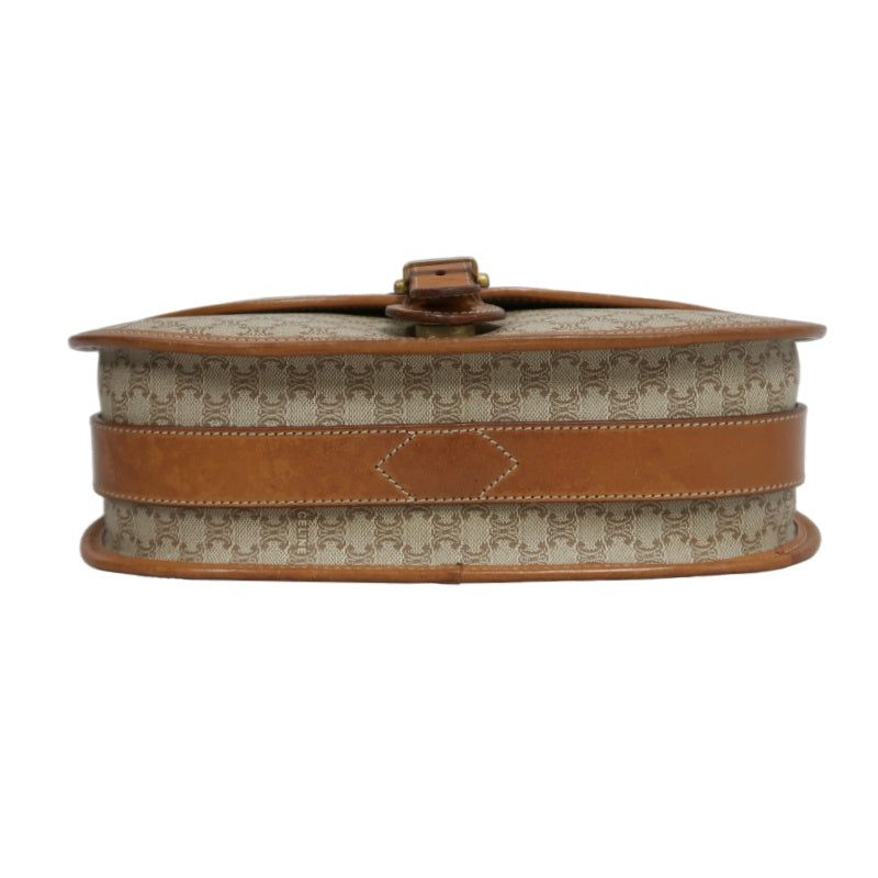 CELINE Macadam Shoulder Bag  Beige  Gold Hardware
