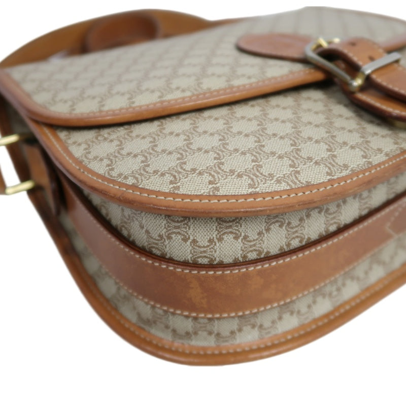 CELINE Macadam Shoulder Bag  Beige  Gold Hardware
