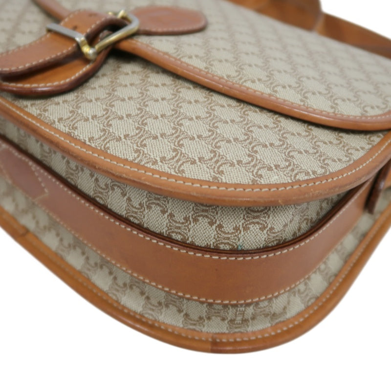 CELINE Macadam Shoulder Bag  Beige  Gold Hardware