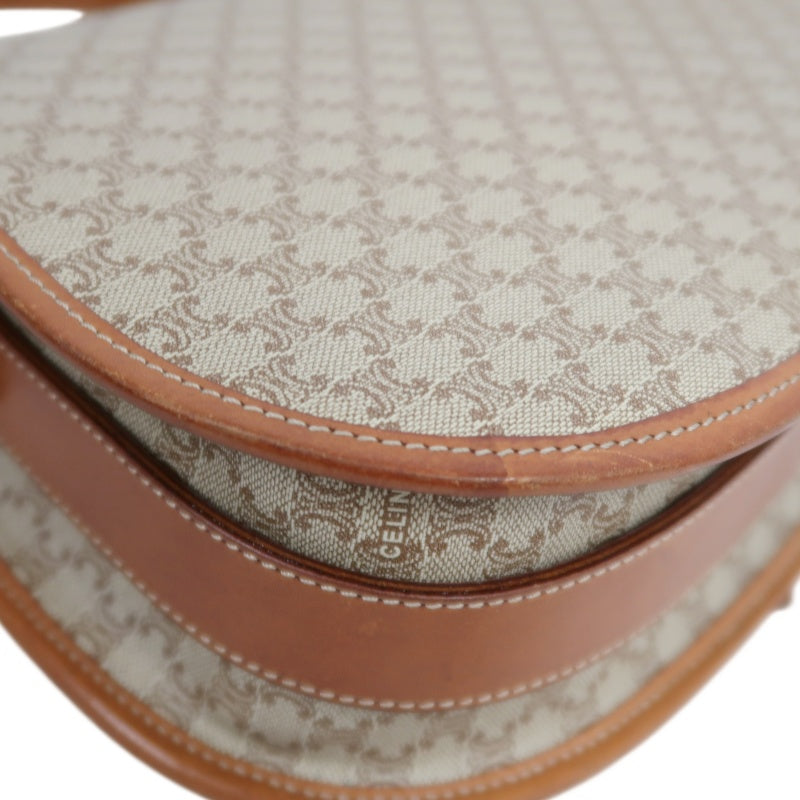 CELINE Macadam Shoulder Bag  Beige  Gold Hardware