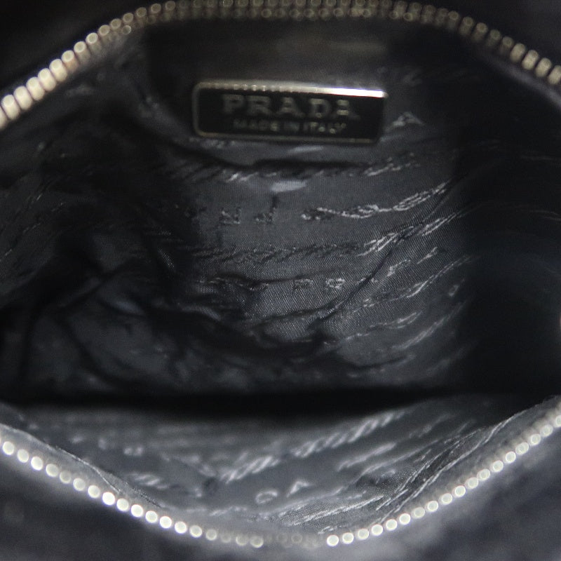 PRADA Clutch Bag Evening Bag Velvet with Bead Decoration Black Silver Hardware