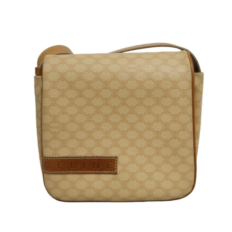CELINE Macadam Shoulder Bag Beige Gold Hardware