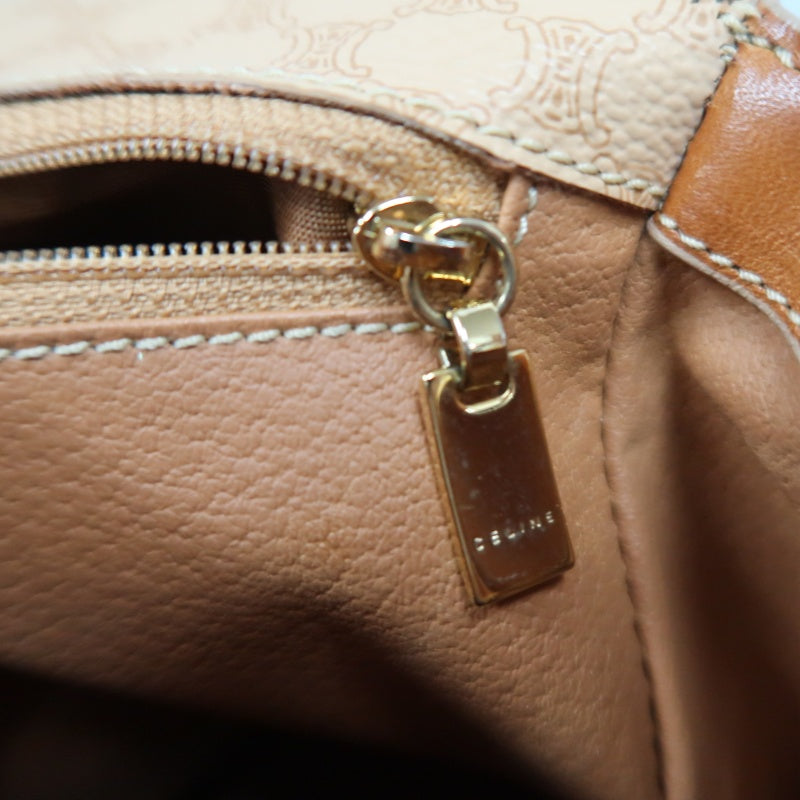 CELINE Macadam Shoulder Bag Beige Gold Hardware