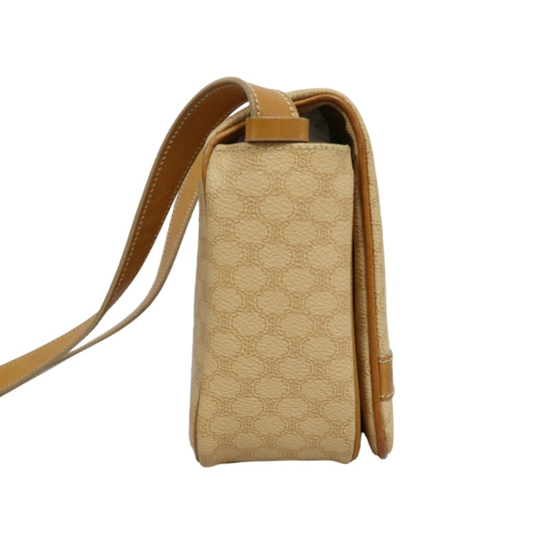 CELINE Macadam Shoulder Bag Beige Gold Hardware