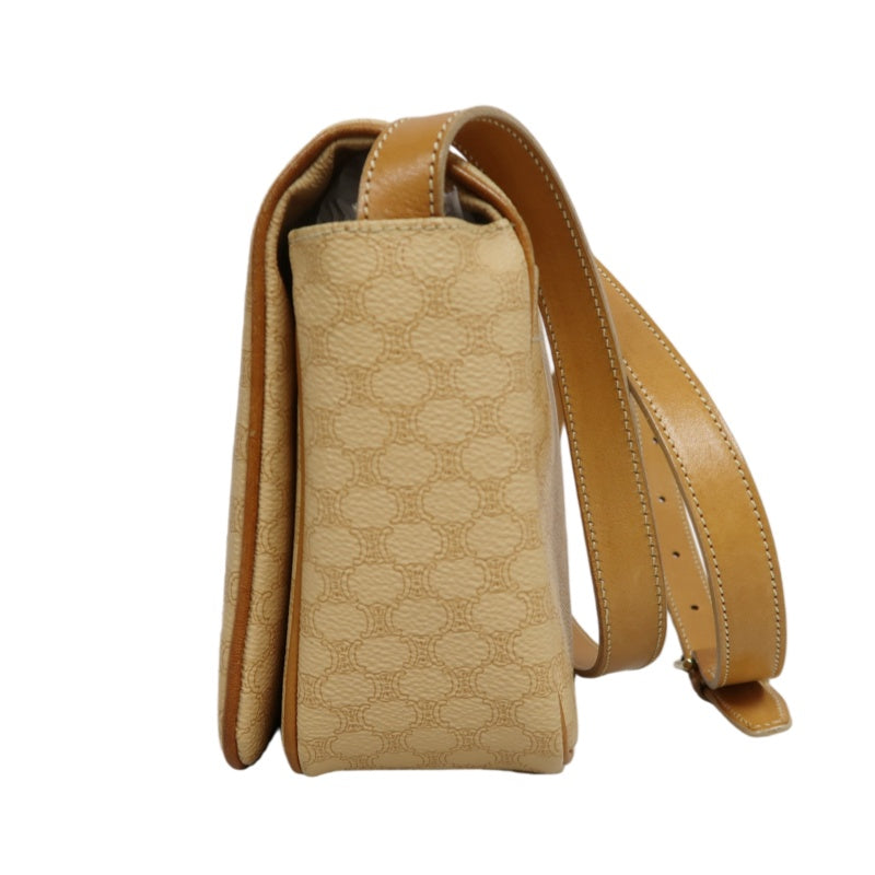 CELINE Macadam Shoulder Bag Beige Gold Hardware