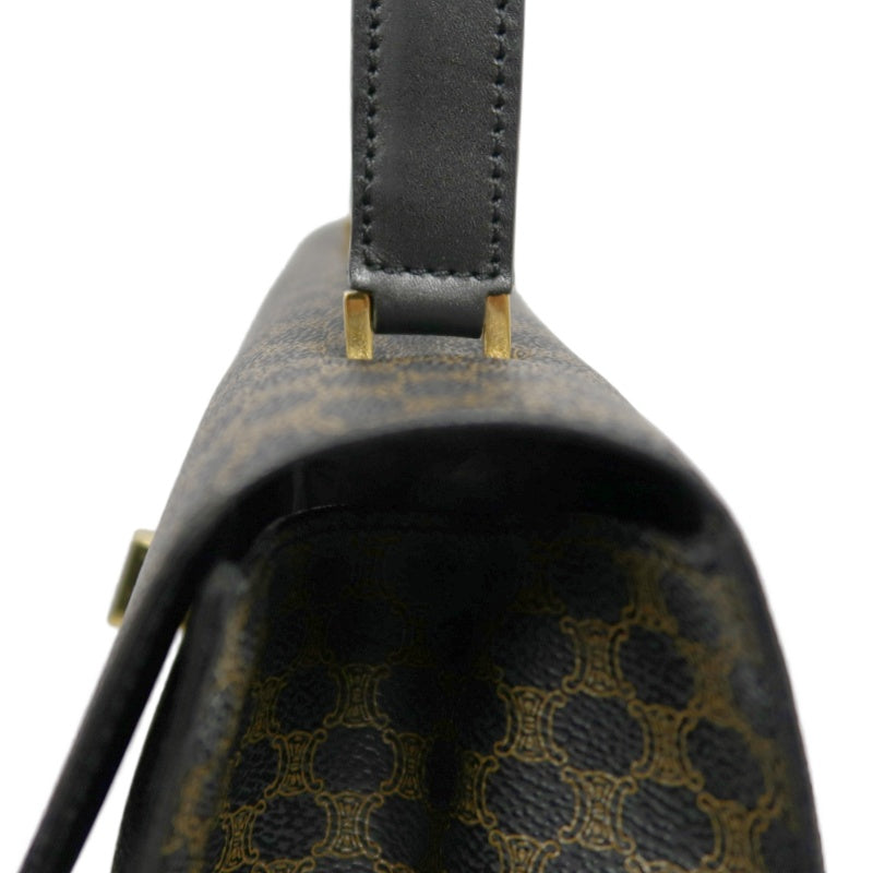 CELINE Macadam Kelly Style Handbag Brown Gold Hardware