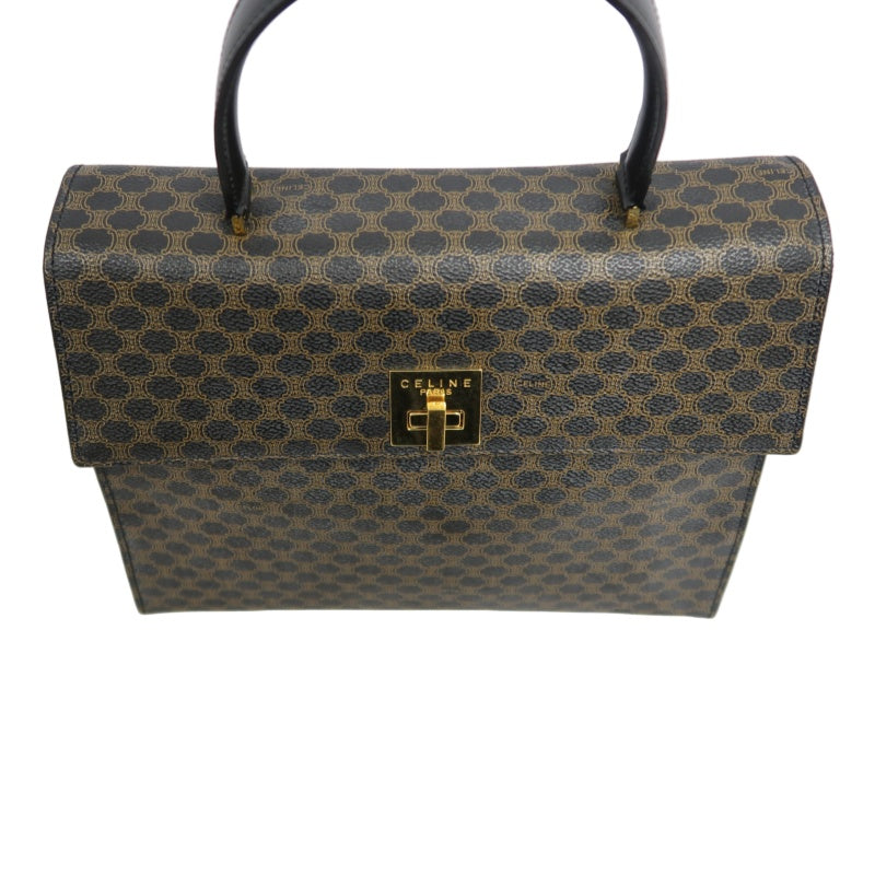 CELINE Macadam Kelly Style Handbag Brown Gold Hardware
