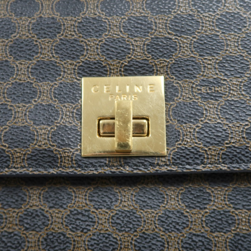 CELINE Macadam Kelly Style Handbag Brown Gold Hardware