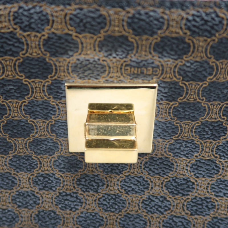 CELINE Macadam Kelly Style Handbag Brown Gold Hardware