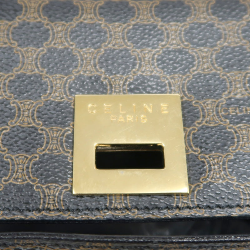 CELINE Macadam Kelly Style Handbag Brown Gold Hardware