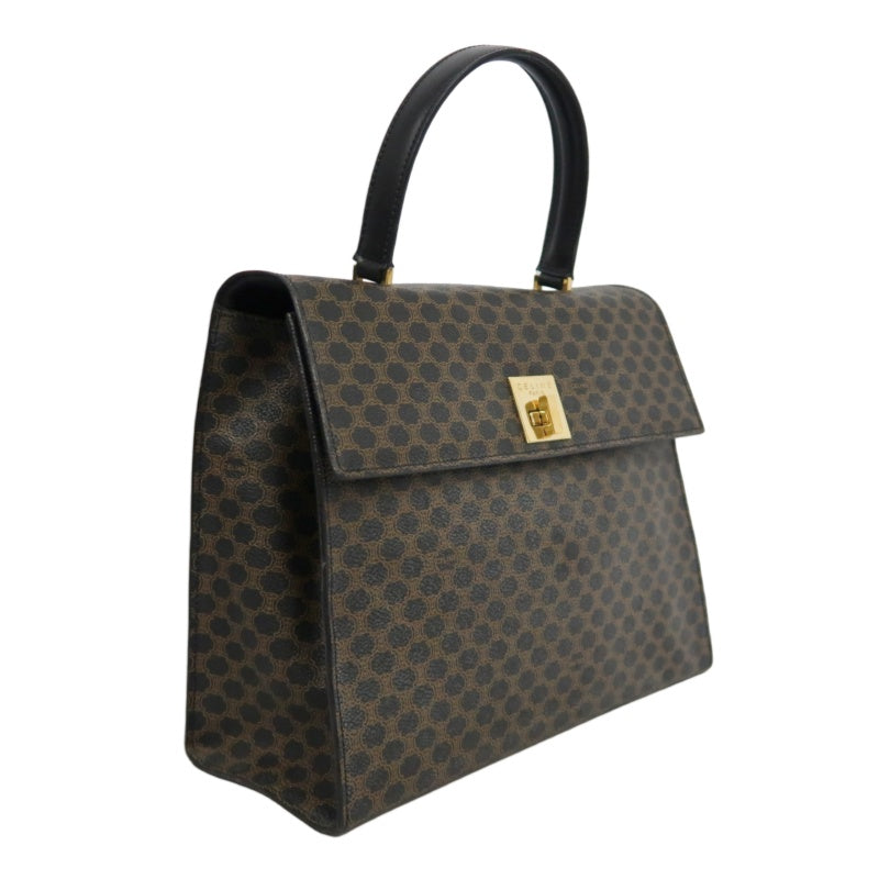 CELINE Macadam Kelly Style Handbag Brown Gold Hardware
