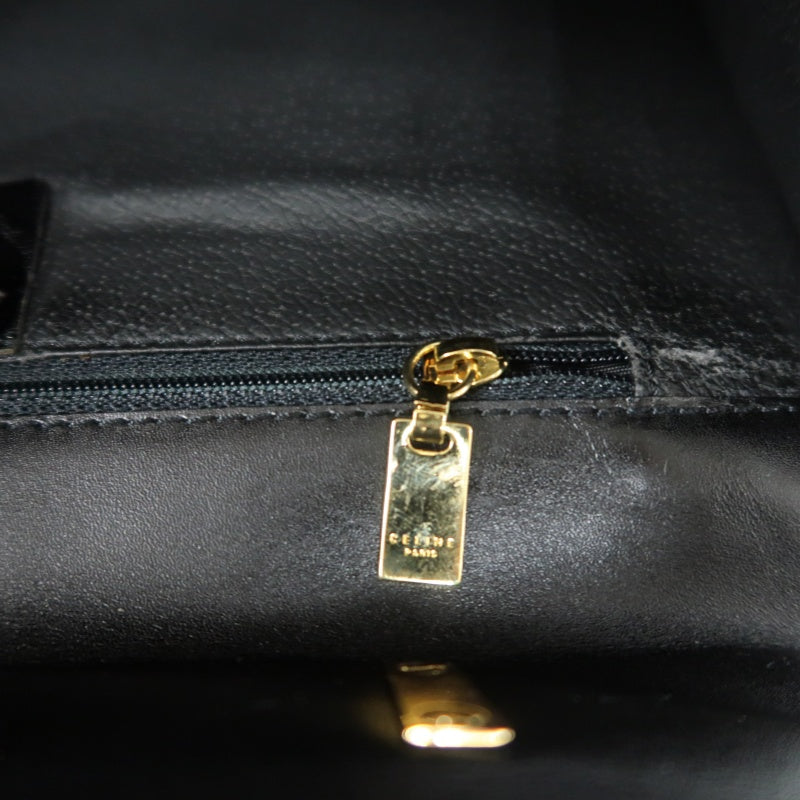CELINE Macadam Kelly Style Handbag Brown Gold Hardware