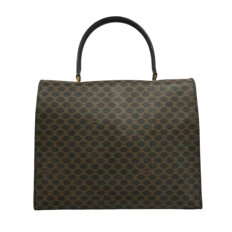 CELINE Macadam Kelly Style Handbag Brown Gold Hardware