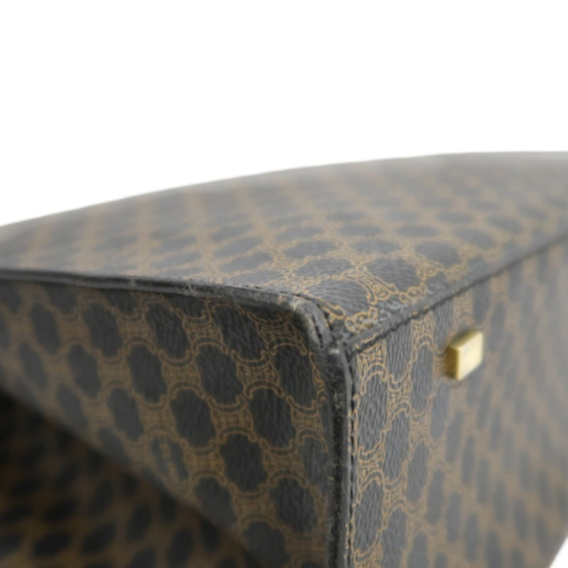CELINE Macadam Kelly Style Handbag Brown Gold Hardware