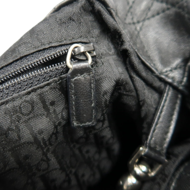 DIOR Lady Dior Handbag Cannage Lambskin Black Silver Hardware