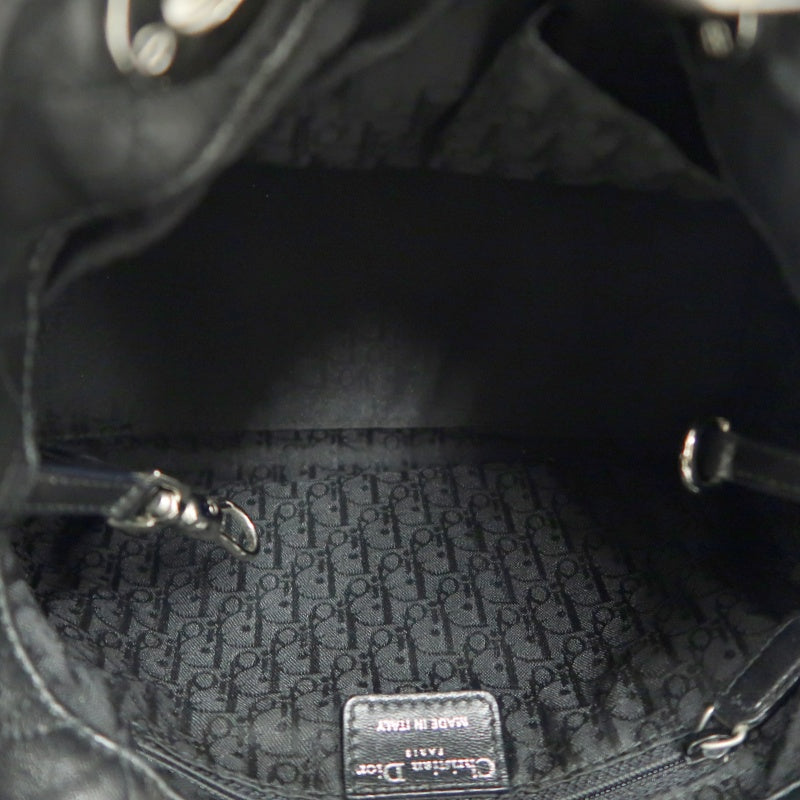 DIOR Lady Dior Handbag Cannage Lambskin Black Silver Hardware