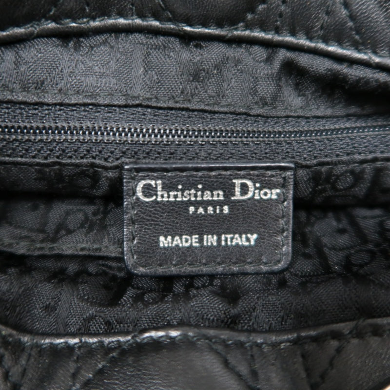 DIOR Lady Dior Handbag Cannage Lambskin Black Silver Hardware