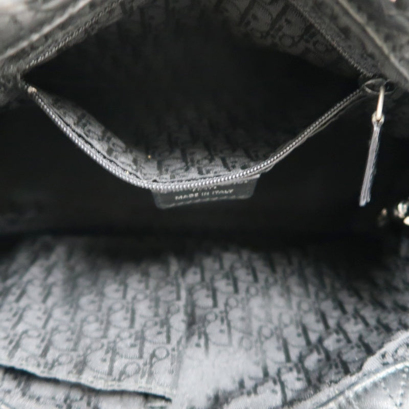 DIOR Lady Dior Handbag Cannage Lambskin Black Silver Hardware