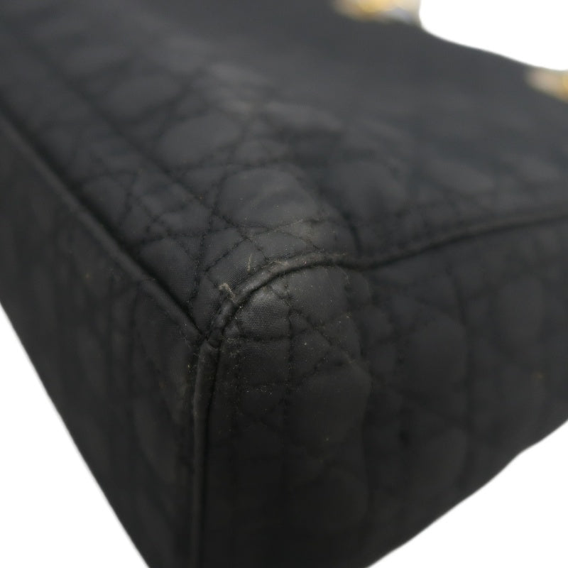 Christian Dior Lady Dior Large Handbag Cannage Nylon Black Gold Hardware