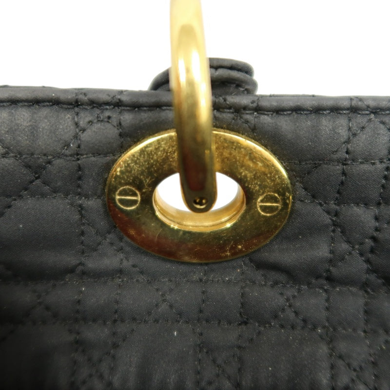 Christian Dior Lady Dior Large Handbag Cannage Nylon Black Gold Hardware