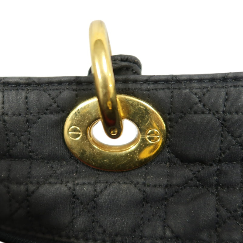 Christian Dior Lady Dior Large Handbag Cannage Nylon Black Gold Hardware