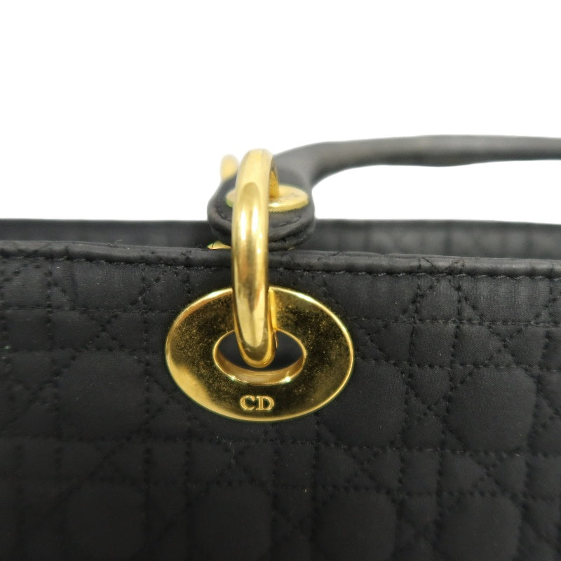 Christian Dior Lady Dior Large Handbag Cannage Nylon Black Gold Hardware