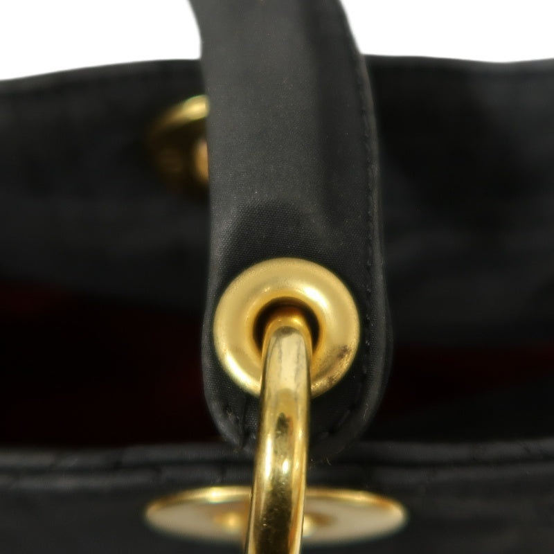 Christian Dior Lady Dior Large Handbag Cannage Nylon Black Gold Hardware
