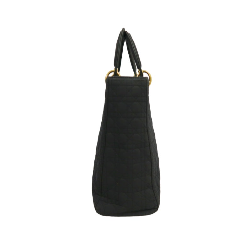 Christian Dior Lady Dior Large Handbag Cannage Nylon Black Gold Hardware